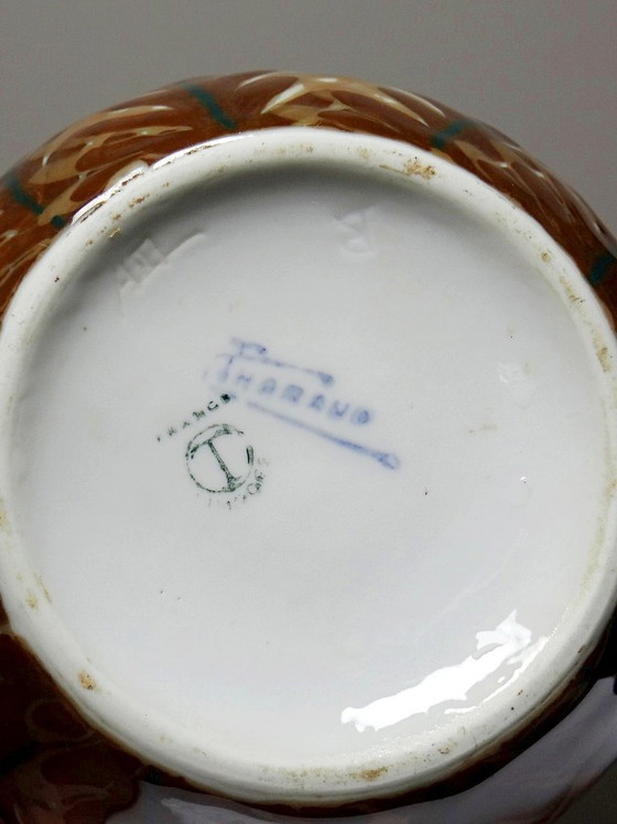 Image 1 of Small Tharaud Limoges porcelain ball vase circa 1920-1940