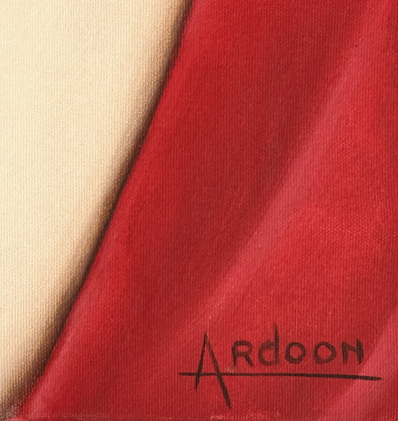 Image 1 of Large Art Deco oil on canvas – Stylized woman signed Ardoon (circa 1980) – 100 x 65.5 cm