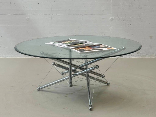 Couchtisch Tensegrity 713 von Theodore Waddell für Cassina, 1973 – salontafels, Glass, Chrome, Vintage