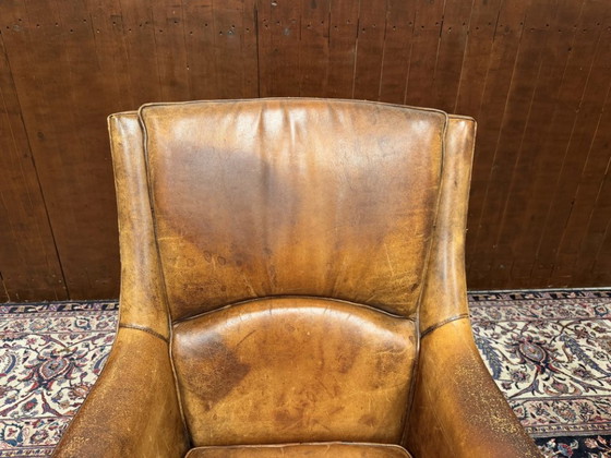 Set Classic English Sheep Leather Armchair and Ottoman – Bendic International, Wood (photo 7 of 14)