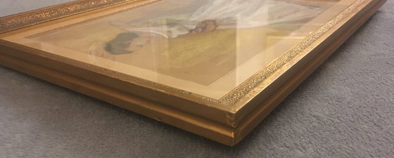 Image 1 of Pastel original signé – Louis-Marie-René Choprix (1888-1972) Femme au sofa, 1950 – Art belge XXᵉ siècle