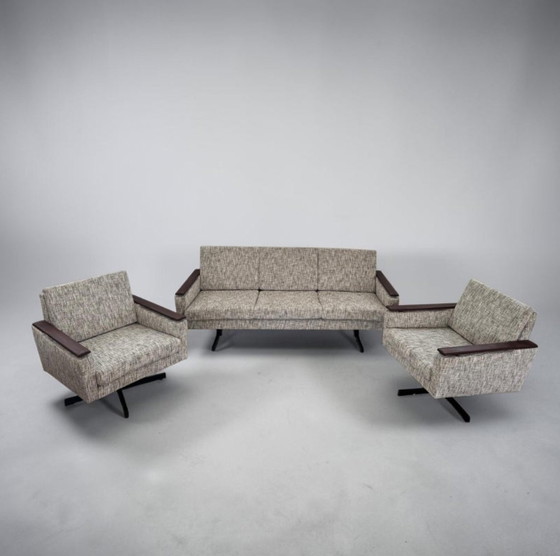 Volledig gerestaureerde Vintage Design 3-1-1 Zithoekset – Metal, Textile (photo 3 of 12)