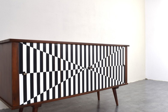 Image 1 of Mid Century Op-Art Sideboard, 1960er Jahre.