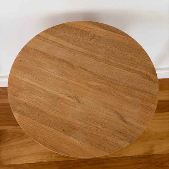 Ronde eiken bijzettafel / krukje, onbehandeld, ø 35 cm, Hout, Bruin (foto 5 van 6)