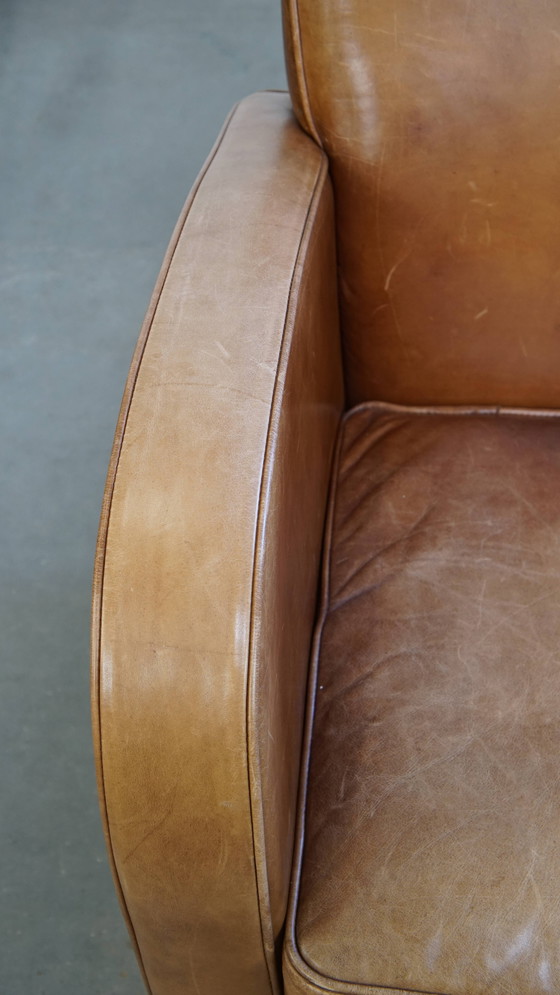 Image 1 of Rundleren Design Fauteuil in een Lichte Cognac Kleur