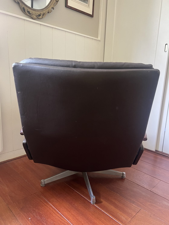 Image 1 of 1x Koningsstoel Collectie Bruin Leer Strässle Zwitserland