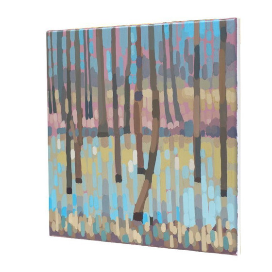 Image 1 of Peinture représentant un reflet dans l'eau, pièce unique peinte à la main, nature, paysage, peinture acrylique 40x40cm