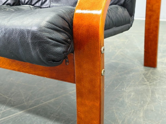 Image 1 of Scandinavian Leather Sofa in the Style of Alvar Aalto, 1970s
