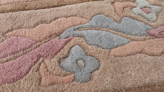 Image 1 of Alfombra moderna de lana hecha a mano, color naranja suave, 247x345cm.