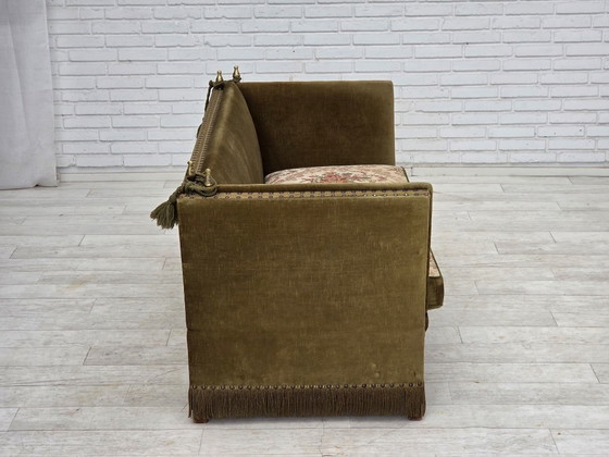 Image 1 of 1970s Danish 2-Seater "Spanish" Drop Arm Sofa, Furniture Velour