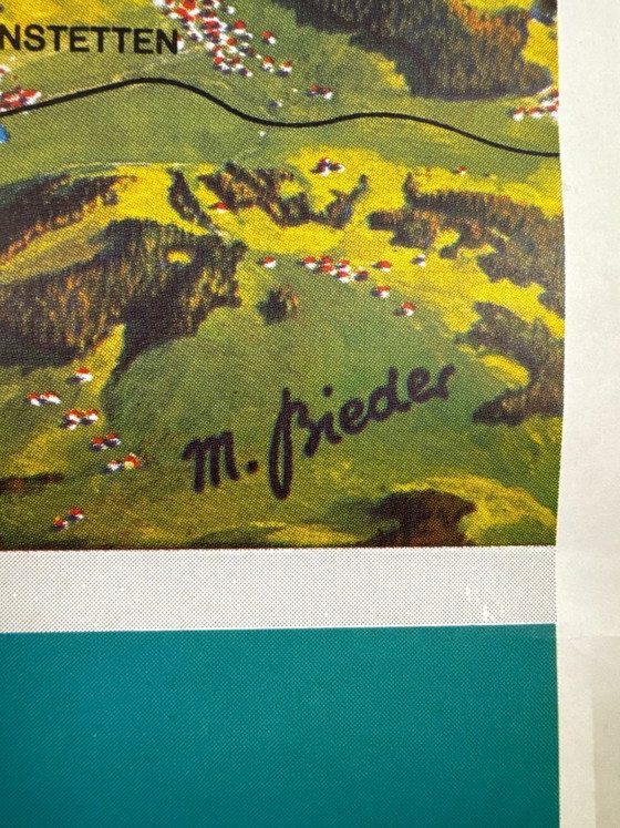 Image 1 of Lac de Zurich – 1978 Affiche de voyage vintage originale de M. Bieder – Style suisse – 101 x 64 cm