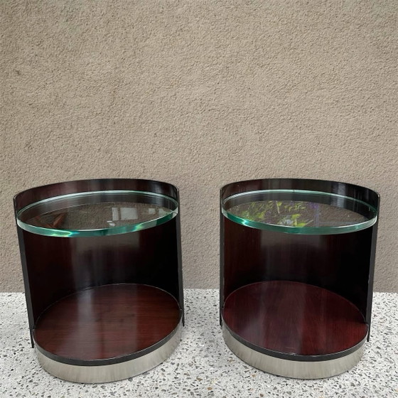 Pair of bedside tables by Gianni Moscatelli, 1970, formanova, Wood, Brown (photo 2 of 6)