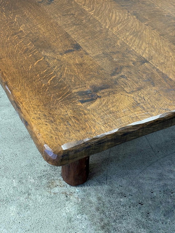 Image 1 of XL Brutalistischer Wabi-Sabi Couchtisch aus massiver Eiche