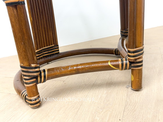 Image 1 of Vintage rotan bistroset, tafel met twee stoelen