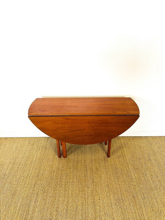 Image 1 of Tavolo da pranzo rotondo pieghevole in teak scandinavo, 1960