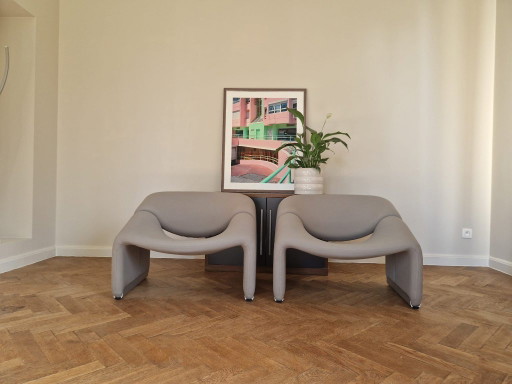 Poltrone Lounge, una coppia, tessuto grigio