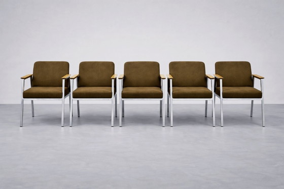 Image 1 of Vintage Duitse bruine conferentiestoel uit het midden van de 20e eeuw van Drabert, jaren 70.