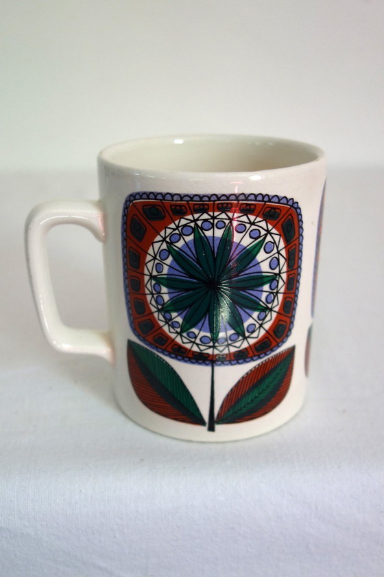 Image 1 of 6 mugs à décor floral stylisé Allemagne, années 70