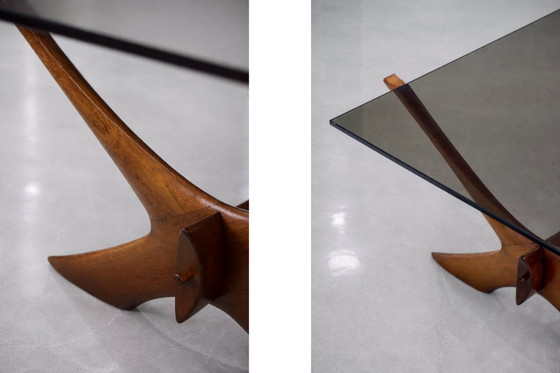 Image 1 of Vintage Mid-Century Scandinavian Modern Glass & Walnut Condor Coffee Table by Fredrik Schriever-Abeln for Örebro Glass, 1960s