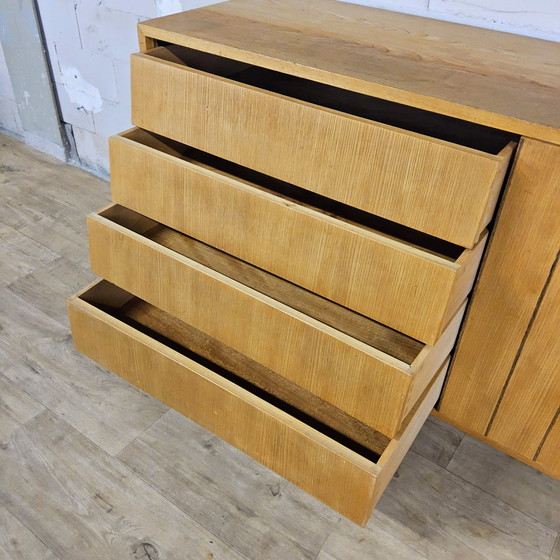 Image 1 of Vintage Ash Wood Fine Veneer Sideboard / Sideboard Erich Stratmann Oldenburger Werkstätten, Drawers and Cabinet