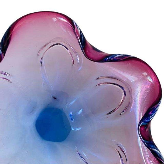 Image 1 of Vintage Sommerso XL glass bowl Josef Hospodka Chřibská Sklo blue purple 1950's