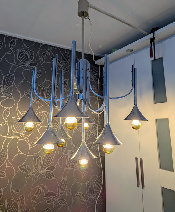 Trumpet Lamp Vintage Design Goffredo Reggini – Pendant lamps, Chrome, Metal (photo 9 of 10)