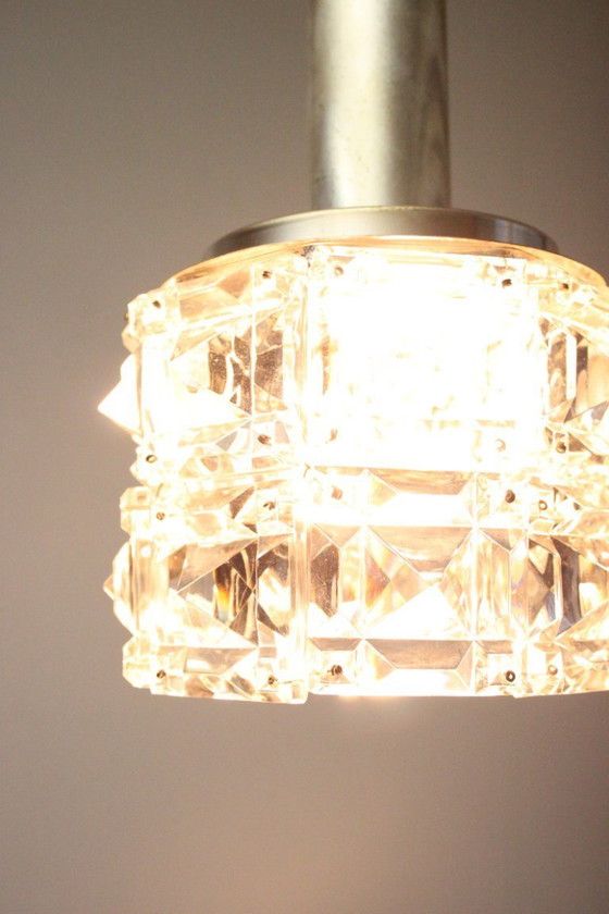 Image 1 of Lampada a sospensione vintage in vetro sfaccettato, anni '70