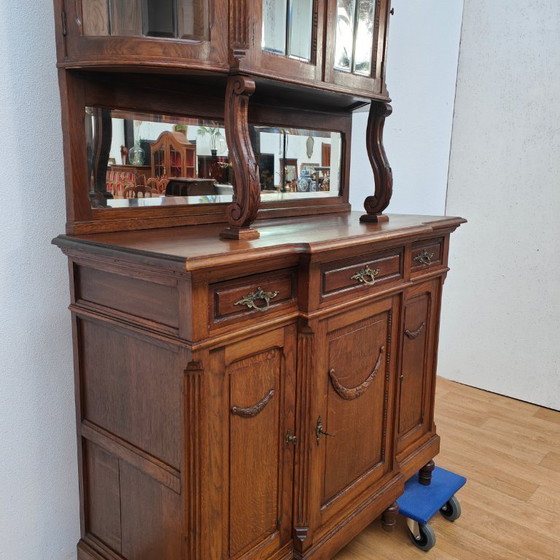 Image 1 of Antique Vintage country sideboard wall cabinet mirror cabinet