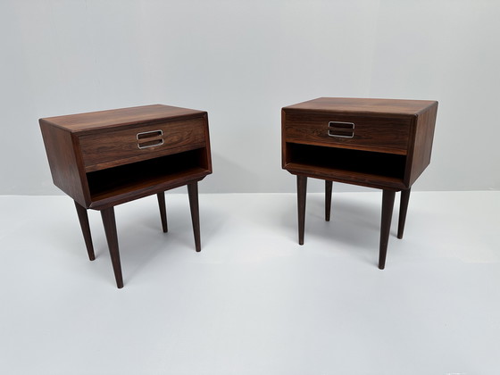 Image 1 of Set Of 2 Rosewood Nightstands By Johannes Andersen For Dyrlund 1960S