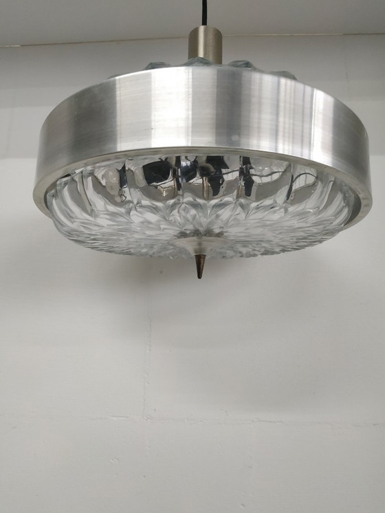 Image 1 of Lampada ad anello vintage anni '60 in stile scandinavo (UFO) con paralumi in cristallo