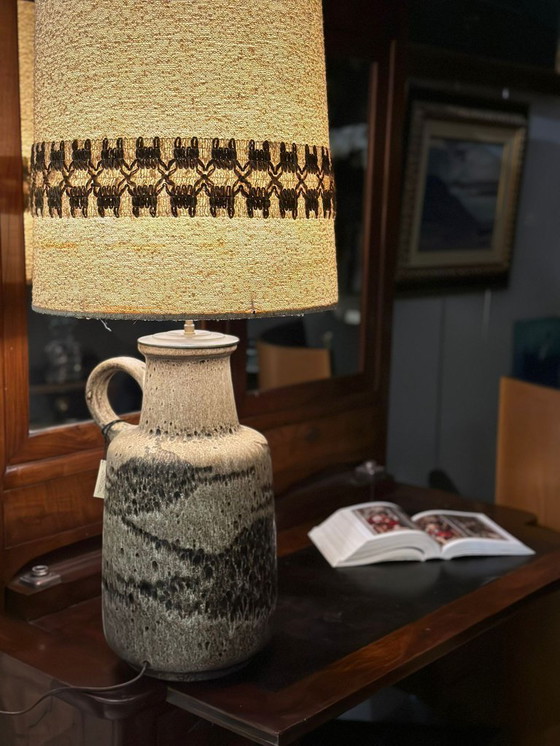Image 1 of Lampe en céramique Fat Lava avec abat-jour original, Scheurich Keramik, 60's - Allemagne