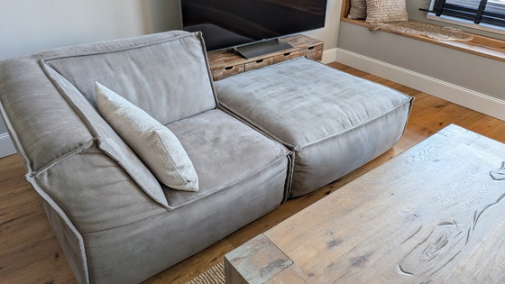 Image 1 of Modulaire hoekbank (Goossens Jim) Micro Leer Alcamara Licht Grijs