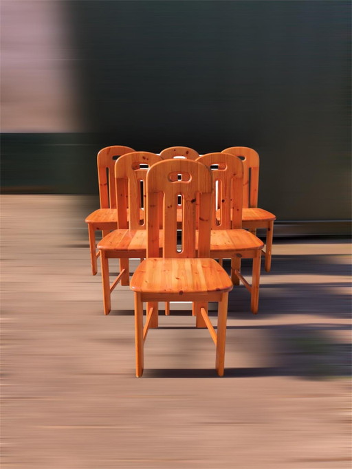6er-Set Effezeta-Esszimmerstühle aus Kiefer