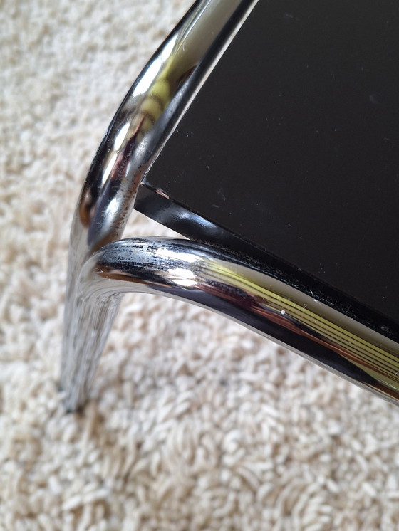 Image 1 of Midcentury side table black, tubular steel frame