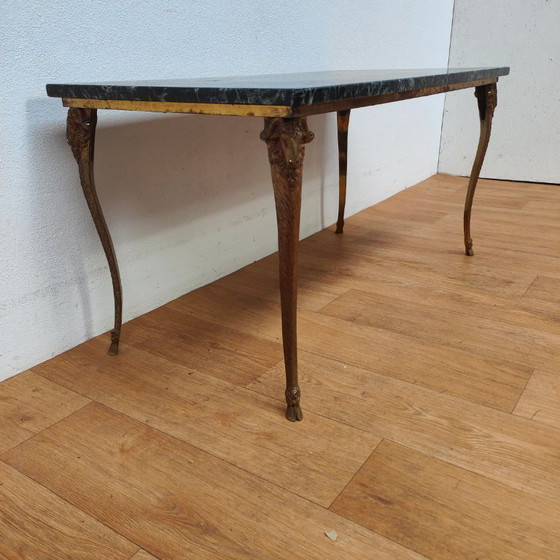 Image 1 of Vintage Regency coffee table with marble top and brass base