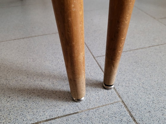 Image 1 of SET VAN 4 VINTAGE SCANDINAVISCHE STOELEN JAREN 60 BEUKEN ZWART SKAI 60S 1960S 60s