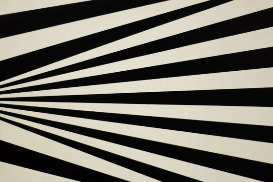 Image 1 of Scandinavian Sideboard in Birch with Hand-Painted Op-Art Pattern, 1960s