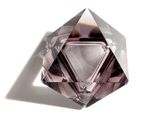 Image 1 of Coupe en verre de Murano des années 1960 | Améthyste facettée en forme de diamant | Verre d'art italien