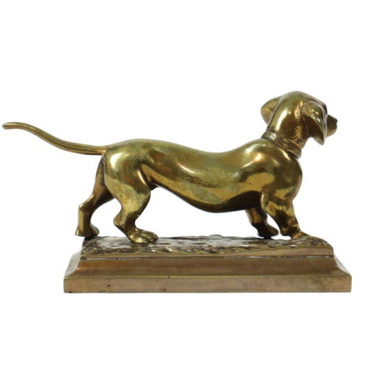 Image 1 of Estatua de perro salchicha de bronce macizo
