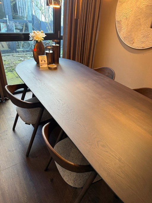 Mesa de comedor ovalada plana Giulia de 260 x 105 cm - Madera wengué