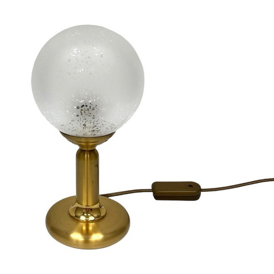 Image 1 of Sölken Leuchten brass table lamp, Germany, 1970s – frosted sphere