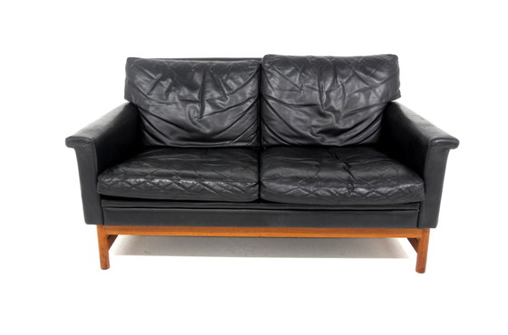 Canapé Deux Places Scandinave en Cuir, Sweden, 1960, Sofas, Noir, Scandinavian (photo 3 sur 9)