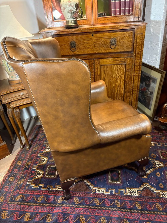 Image 1 of Vintage Leather Chesterfield Armchair – English Country House Style  Claw Feet • Deep Comfort • Timeless Classic  A beautiful vi