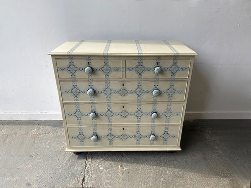 19th Century Hand-Painted Two Over Three Chest of Drawers