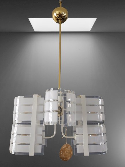 Profili Murano glass and 24 kt gold plated futura pendant lamp