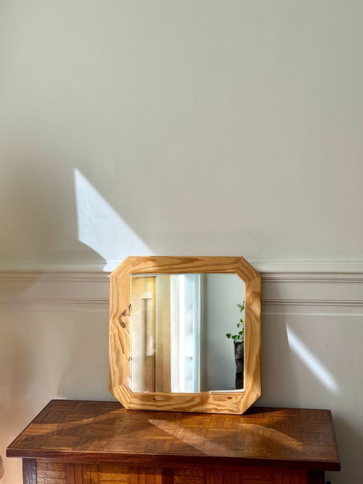 Espejo octogonal de madera clara. – spiegels, Glass, Wood (photo 2 of 10)