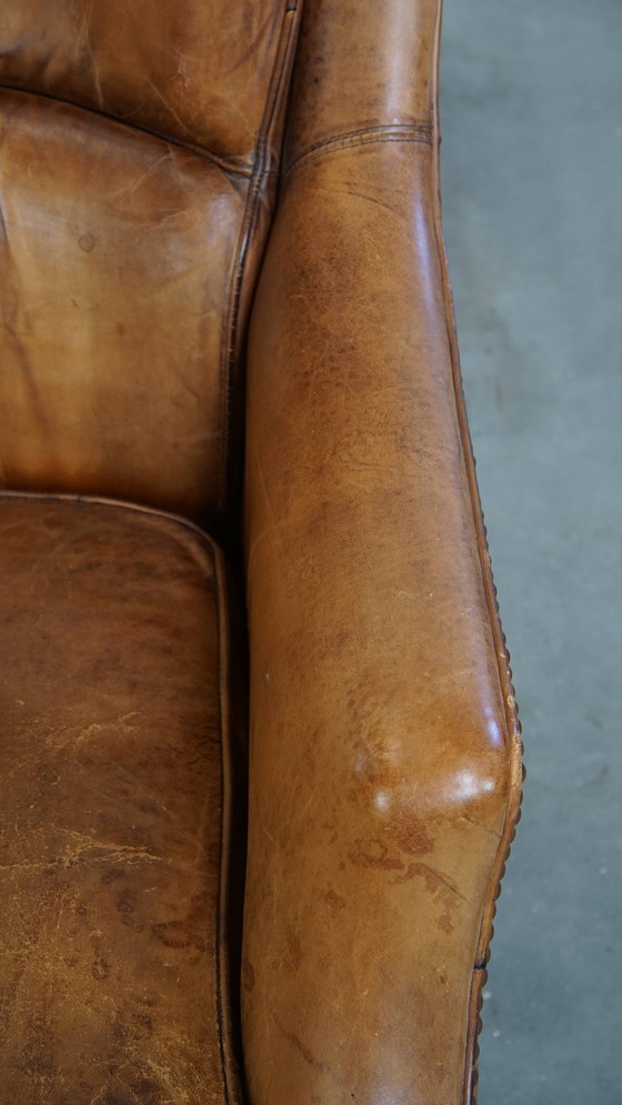 Image 1 of Vintage Fauteuil Gemaakt van Schapenleer
