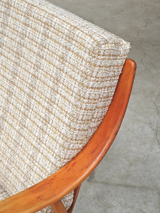 Paar Boomerang-Stil Sessel aus ecru-beigem Stoff, 1960er Jahre. – Wood, Scandinavian (photo 7 of 20)