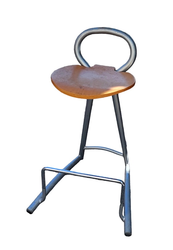 Coppia di sgabelli da bar tedeschi anni '80 – Metal, Wood (photo 8 of 9)