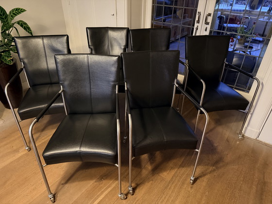 Image 1 of Bert Plantagie Elements dining room chairs black leather